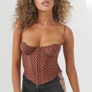 NWT Urban Outfitters Polka Dot Brown Corset Size Small